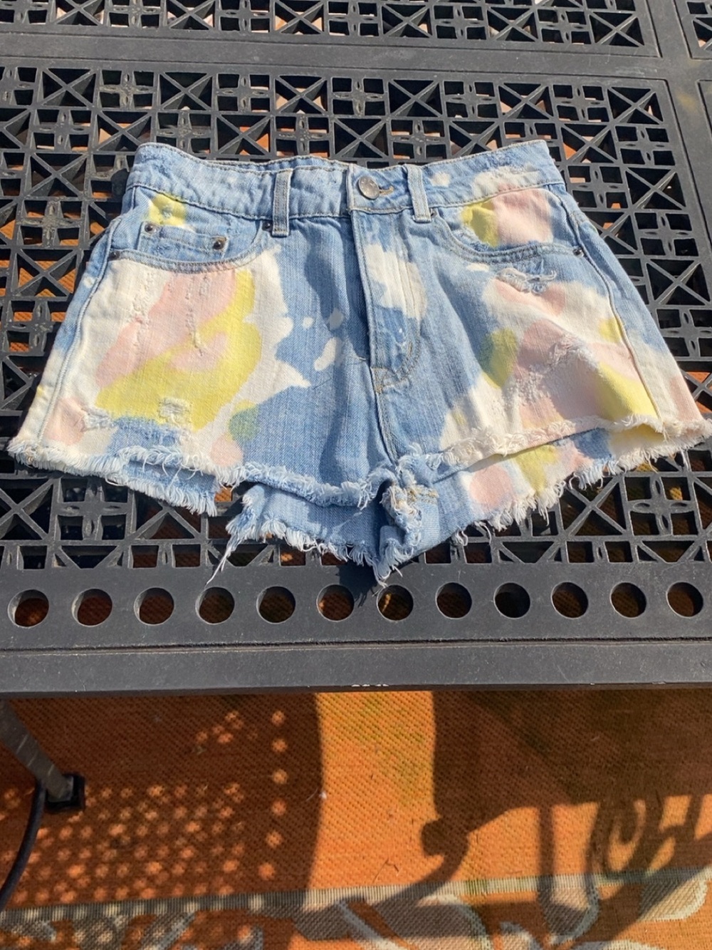 BDG Pastel Tie-Dye Light Blue Denim Shorts